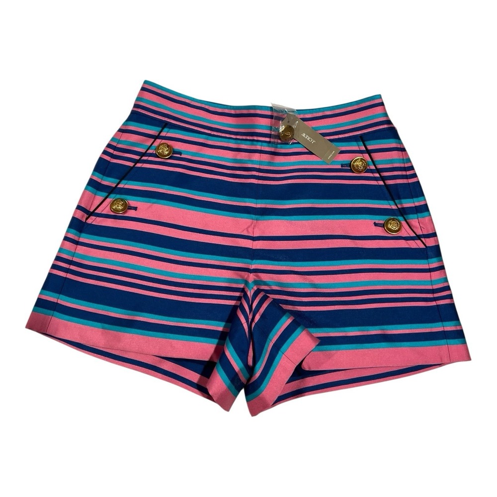 J.Crew Women's Button Front Short in Bold Jacquard Stripe Size 4 New With tags
